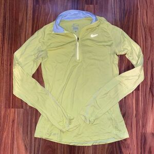 Nike Yellow Dri-Fit Quarter Zip Fitted Pull Over Womens Size Small